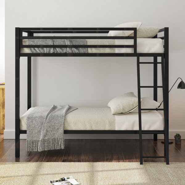 Harriet Bee Twin Over Twin Metal Bunk Bed For Juniors, Industrial Twin